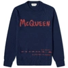 Alexander Mcqueen Jacquard Logo Sweater In Blue