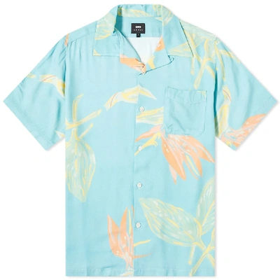 Edwin Floral Resort Open Collar Shirt In Blue