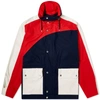 Kenzo Long Colour Block Parka Jacket In Blue