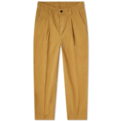 Albam Garment Dyed Ripstop Pleated Trouser In Brown