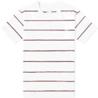 Adsum Logo-embroidered Striped Cotton-jersey T-shirt In White