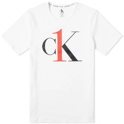 Calvin Klein Ck One Large Logo Crew Neck Lounge T-shirt In White