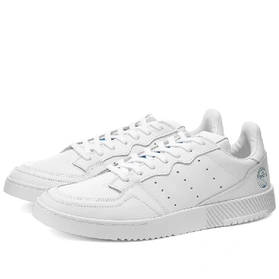Adidas Originals White Leather Supercourt Sneakers