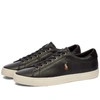 Polo Ralph Lauren Men's Perforated Leather Longwood Sneaker Men's Shoes In Black