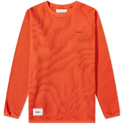 Wtaps Appliquéd Logo-embroidered Waffle-knit Cotton T-shirt In Orange