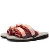 Suicoke Pink & Grey Moto-cab Sandals