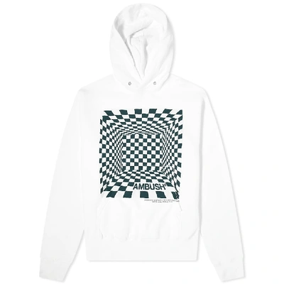 Ambush Checkerboard Print Hoodie In White