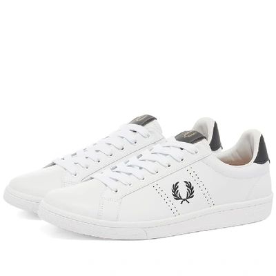 Fred Perry Round Toe Sneakers Featuring Perforated Sides In White