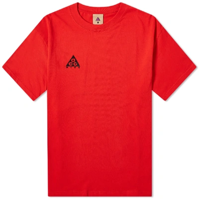 Nike Acg Nrg Logo-embroidered Cotton-jersey T-shirt In Red