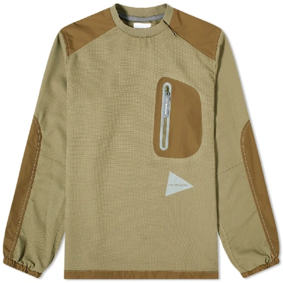 And Wander Vent Crew Sweat In Brown