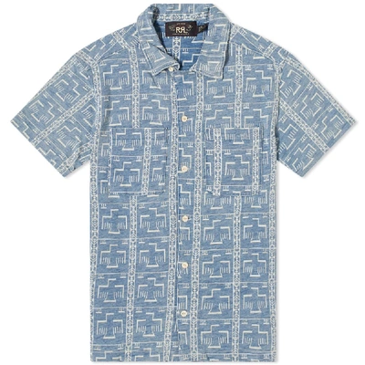 Rrl Cross Print Vacation Shirt In Blue