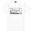 Versace Men's Logo License Plate Crewneck Tee In White