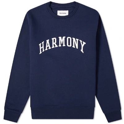 Harmony Curve Logo Crew Sweat In Blue