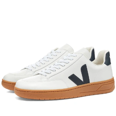Veja V-12 Leather Low Top Sneakers In White