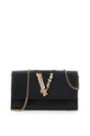 VERSACE VERSACE VIRTUS EMBELLISHED CHAIN CLUTCH BAG