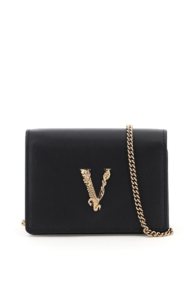 Versace Virtus Chain Micro Bag Cardholder In Black