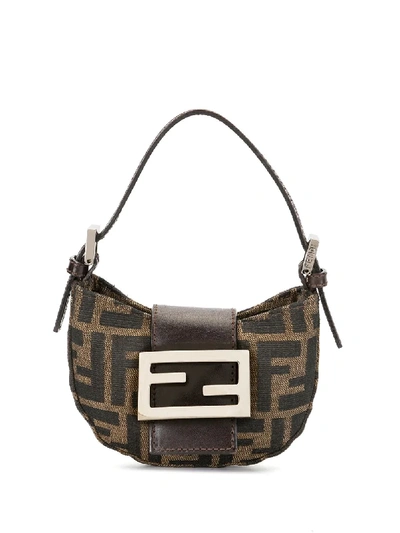 Pre-owned Fendi Mini Zucca Mama Baguette Handbag In Brown