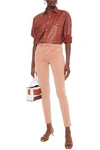 L Agence Sada Frayed Cropped High-rise Slim-leg Jeans In Pastel Orange