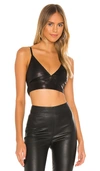 Helmut Lang Black Leather Bra Tank Top In Onyx