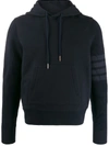 Thom Browne Navy Classic Loopback Ribbed Sleeves 4-bar Pullover Hoodie In Blue