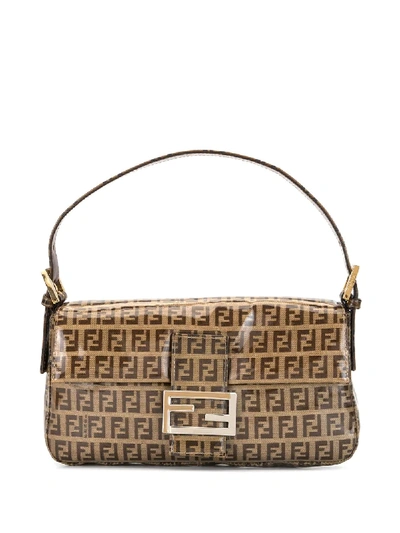 Pre-owned Fendi Zucchino Pattern Mama Baguette Handbag In Brown