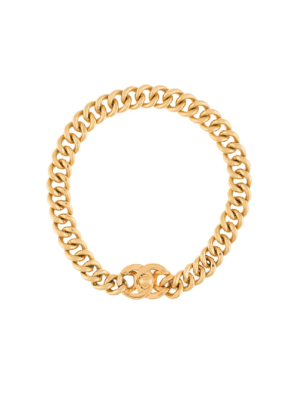 Pre-Owned Chanel 1996 Cc Turn-lock Necklace In Gold | ModeSens