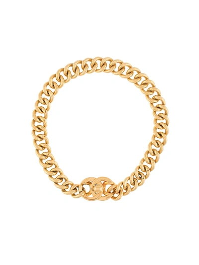 Pre-owned Chanel 1996 Cc Turn-lock Necklace In Gold