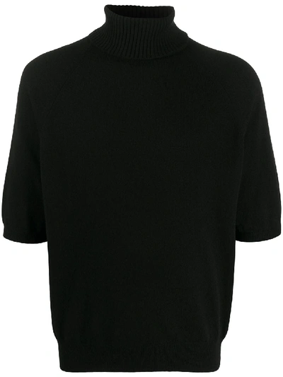 Saint Laurent Half-sleeves Turtleneck Jumper In Black