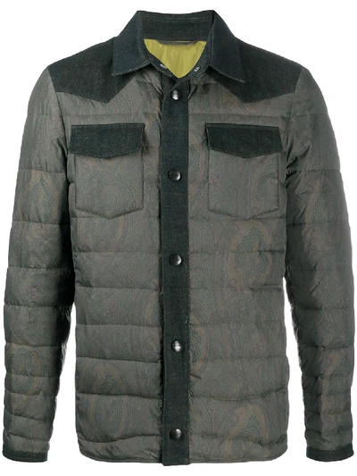 Etro Paisley-print Padded Jacket In Grey
