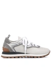 Brunello Cucinelli Panelled Lace-up Sneakers In Grey