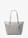 Michael Kors Jet Set Saffiano Leather Top-zip Tote Bag In Grey