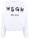 Msgm Logo Print Raglan Sweatshirt In White
