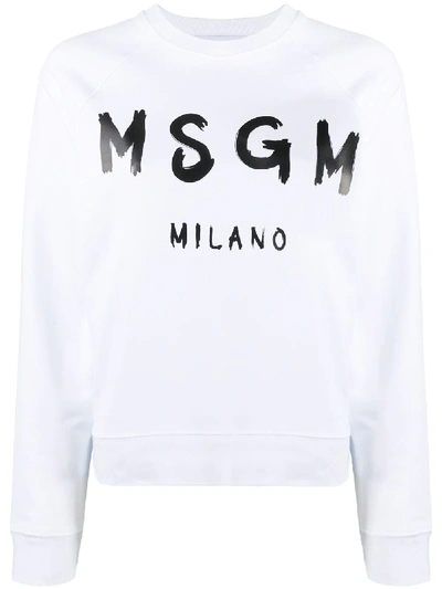 Msgm Logo Print Raglan Sweatshirt In White