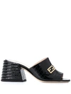 FENDI PROMENADE CROCODILE-EMBOSSED MULES