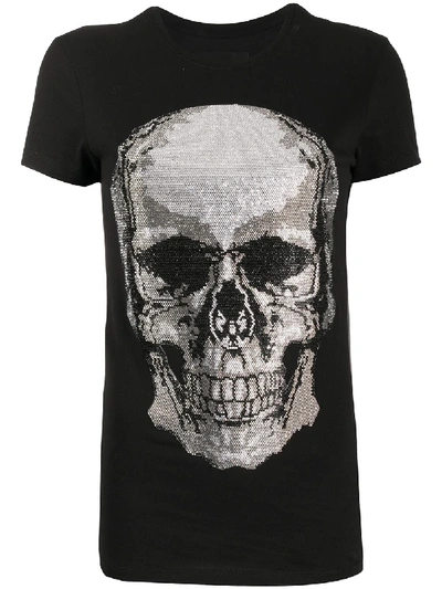Philipp Plein Skull Rhinestone T-shirt In Black