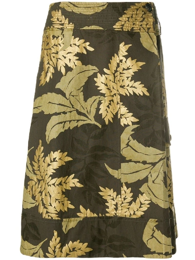 Pre-owned Dries Van Noten Floral Print Skirt In Brown