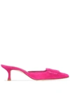 Manolo Blahnik Pink Maysale 50 Suede Mules In Pink
