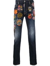 DSQUARED2 PATCH EMBROIDERED STRAIGHT-LEG JEANS