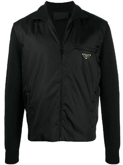 Prada Logo-plaque Lightweight Jacket In Schwarz