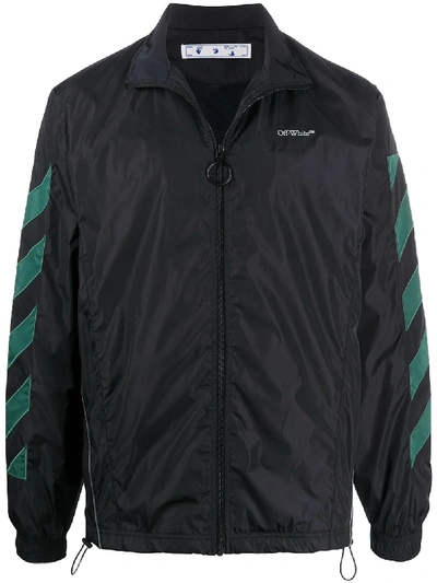 Off-white Off White Diagonals Nylon Jacket In Black,green