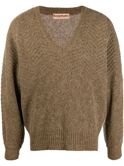 Pre-owned Issey Miyake 1980s Textured-knit Jumper In Brown
