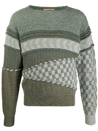Pre-owned Issey Miyake 1980s Multi-textured Jumper In Green
