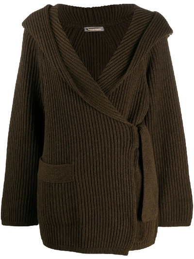 Pre-owned Issey Miyake 1980s Ribbed Hooded Cardigan In Green