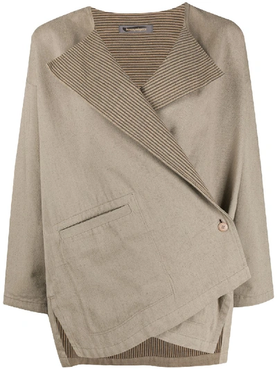 Pre-owned Issey Miyake 1980s Asymmetric Jacket In Neutrals