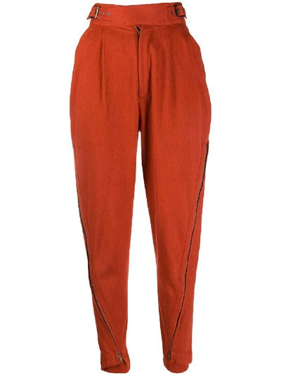 Pre-owned Issey Miyake 1980s High-waist Trousers In Orange
