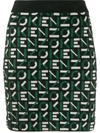 KENZO INTARSIA-KNIT LOGO SKIRT