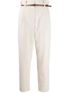 Brunello Cucinelli Tapered Cropped Trousers In Neutrals