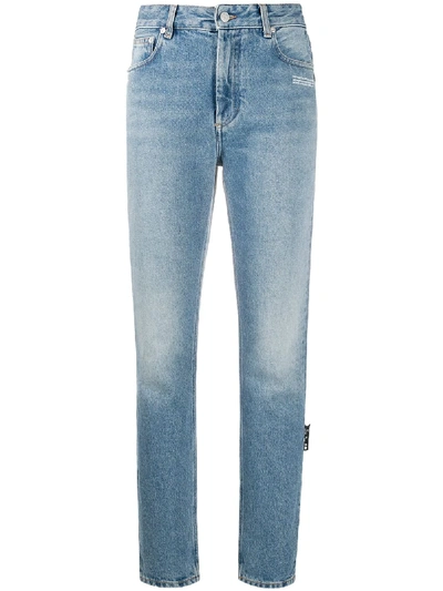 Off-white Faded-effect Slim-fit Jeans In Blue