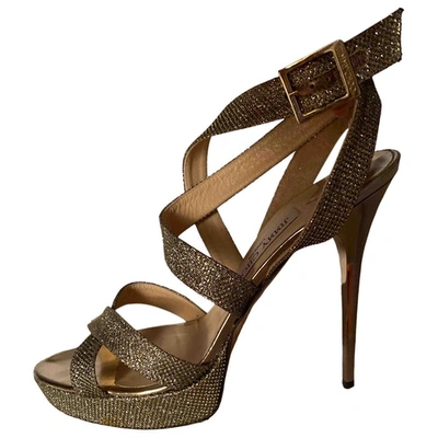 Pre-owned Jimmy Choo Glitter Sandal In Beige