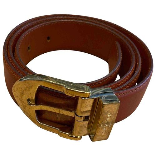 Pre-Owned Louis Vuitton Brown Leather Belt | ModeSens